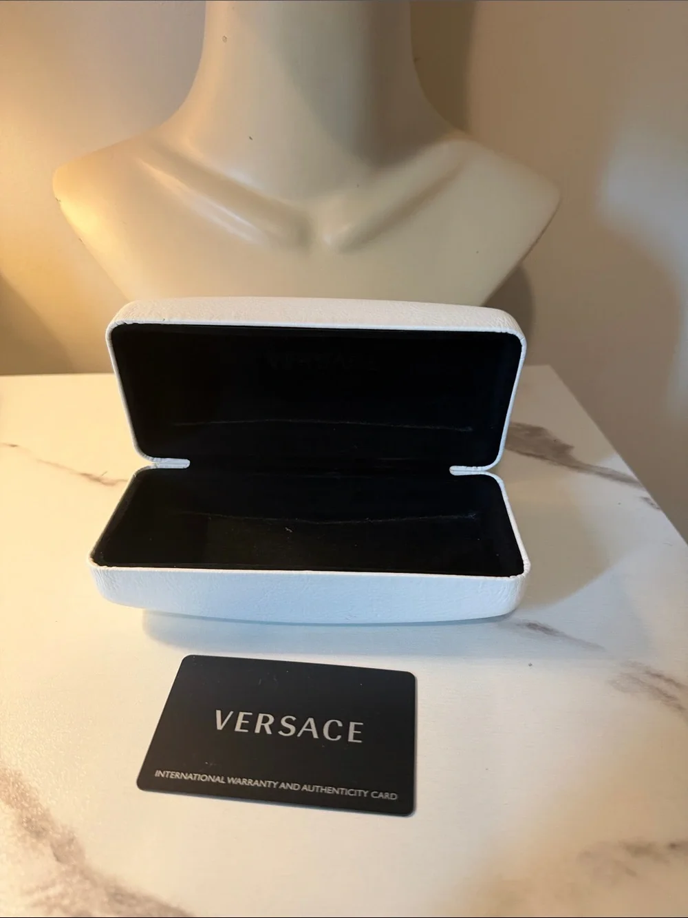 Versace White Eyewear Case with Authenticity Card
